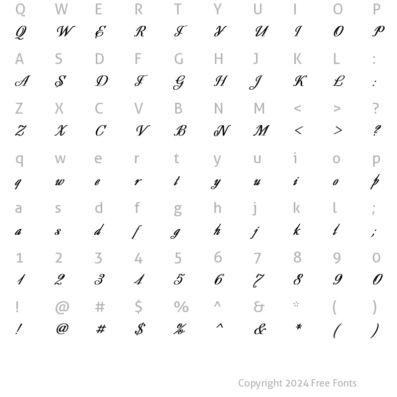 Character Map of Decor Bold Italic