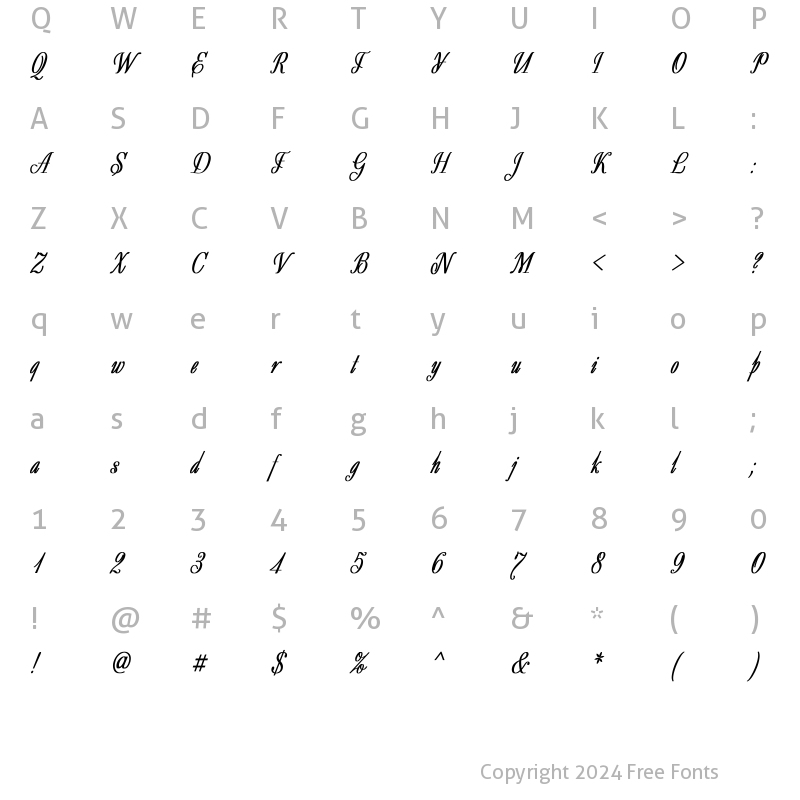 Character Map of Decor Condensed Bold Italic