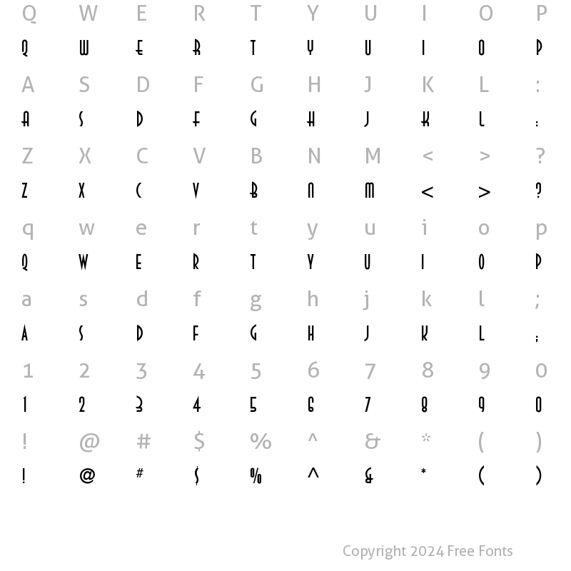 Character Map of DecoTech TL Regular