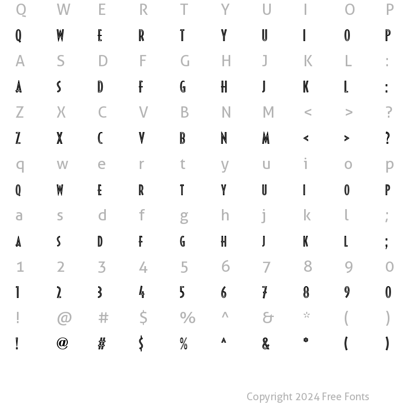 Character Map of Decotura ICG Inline Regular