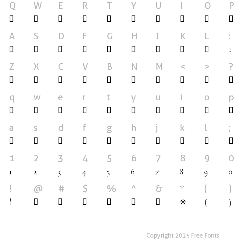 Character Map of DecoType Naskh Extensions Regular