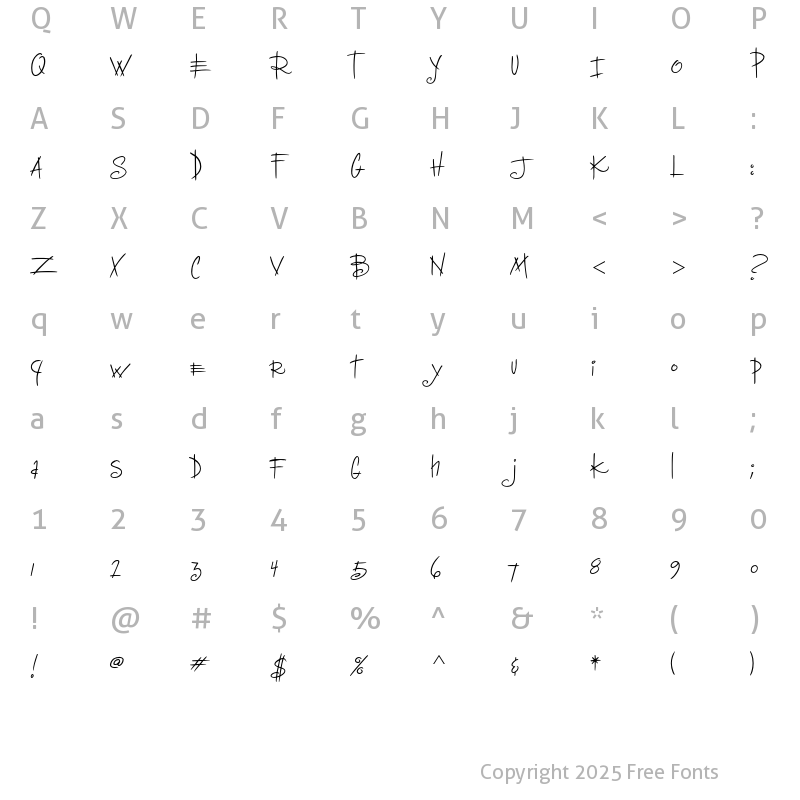 Character Map of Deelirious ITC Std Regular