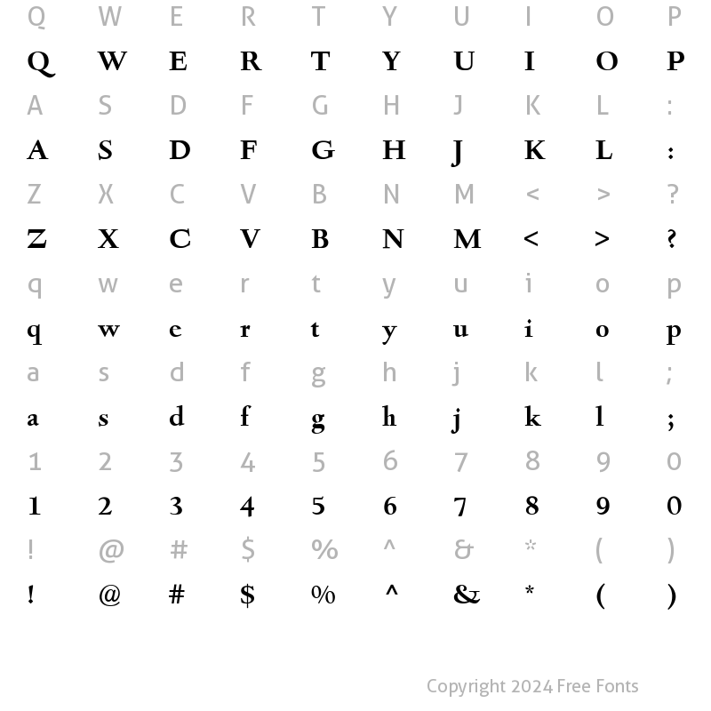 Character Map of Deepdene BQ Bold