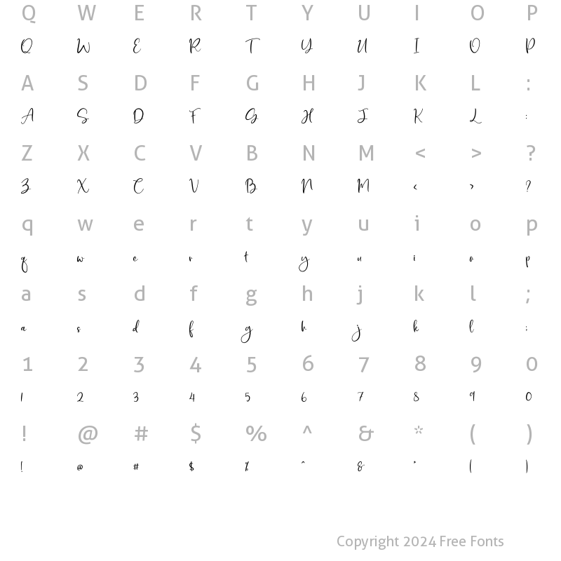 Character Map of DeerUp Shouttap Script Regular