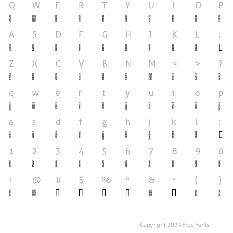 Character Map of Deeter Condensed