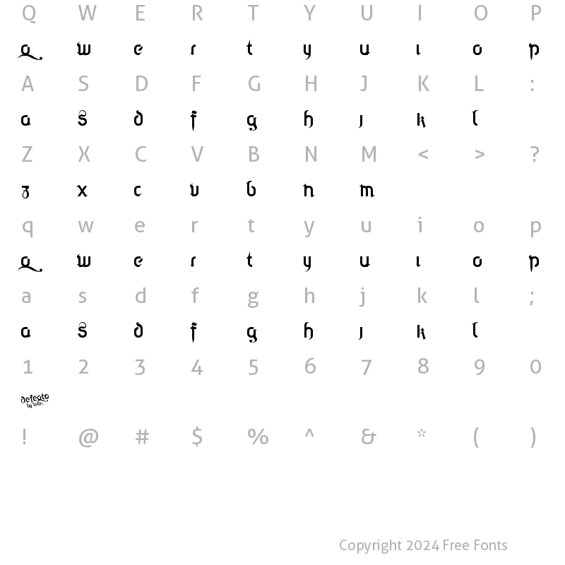 Character Map of defeqto Regular