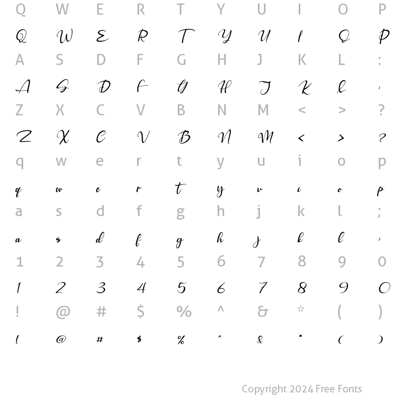 Character Map of Defitta Italic