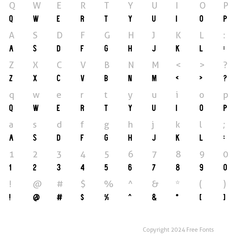 Character Map of Deflagrate Bold Regular