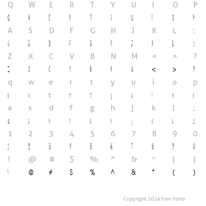 Character Map of DeGarThin6 ttcon Regular