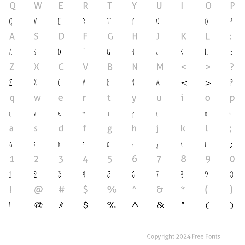 Character Map of DeGarThin6 ttext Regular