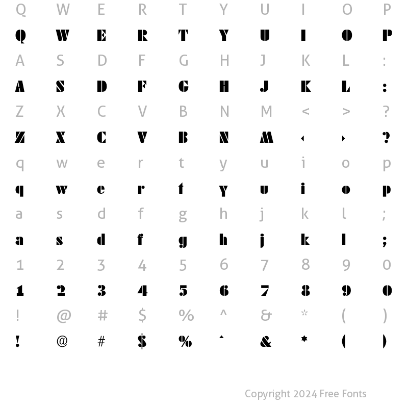 Character Map of Dekoblack Regular