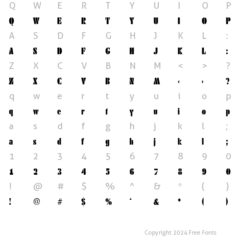 Character Map of DekoBlackCondSerial Regular