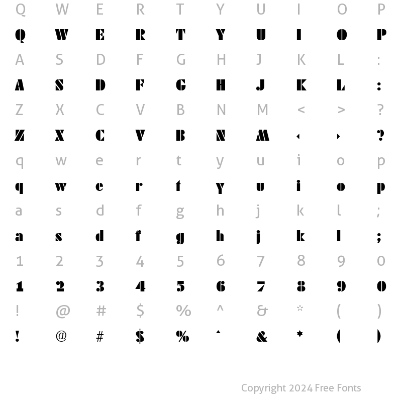 Character Map of DekoBlackSerial Regular