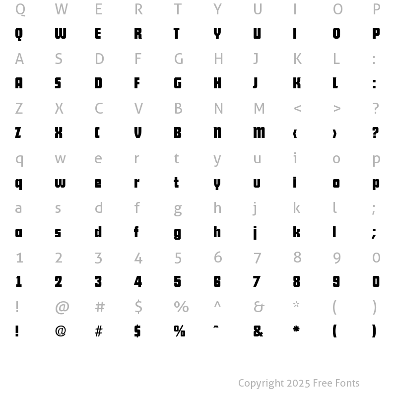 Character Map of DekoDisplay-Serial Bold