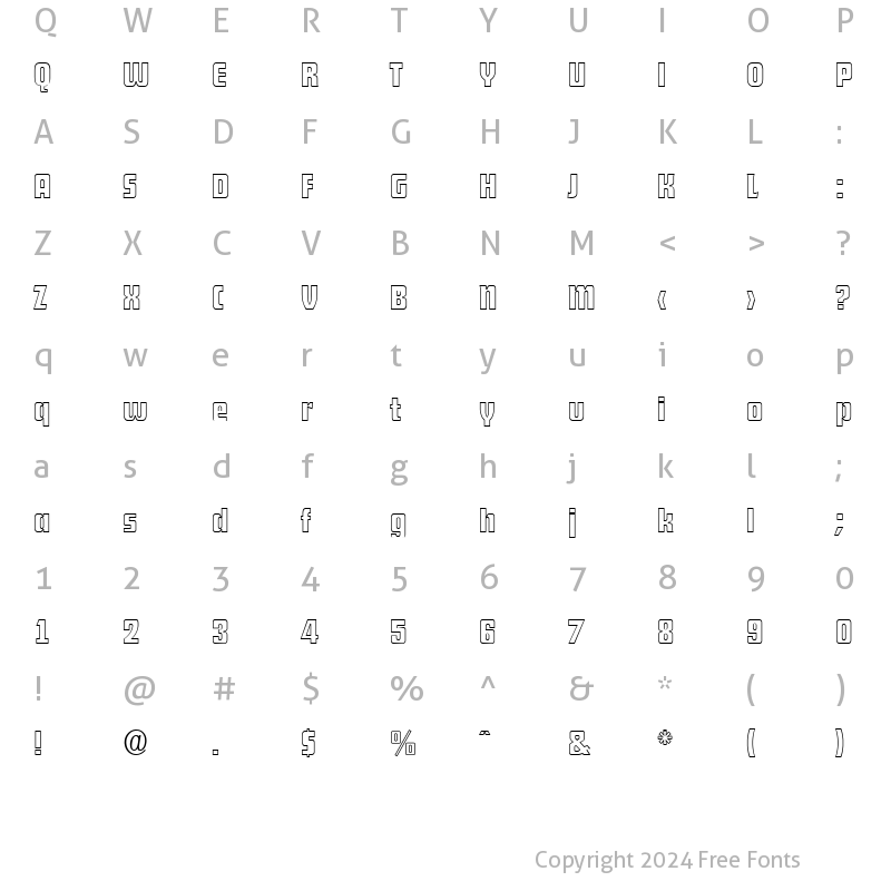 Character Map of DekoDisplayOpen-Serial DB Regular