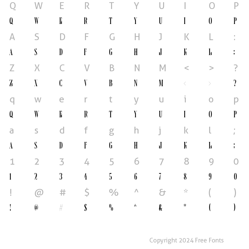 Character Map of Delamoore Regular