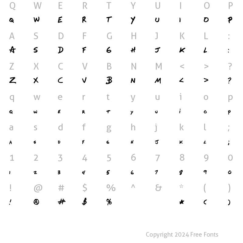 Character Map of Delany Hand