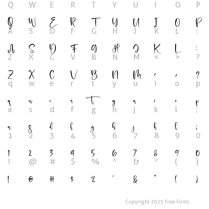 Character Map of Delashanty Regular