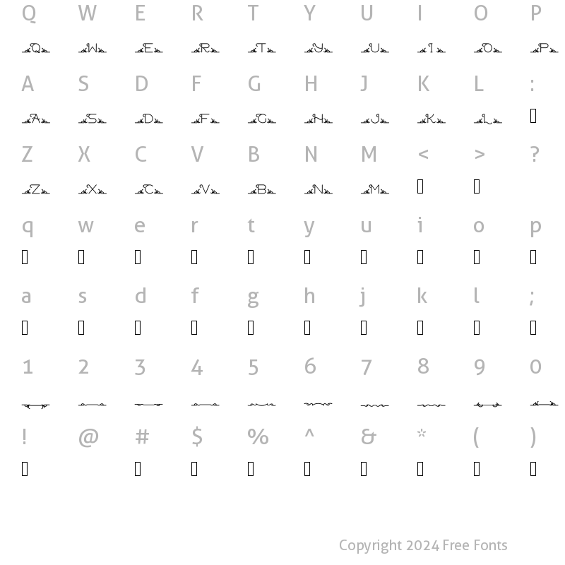 Character Map of delave bold