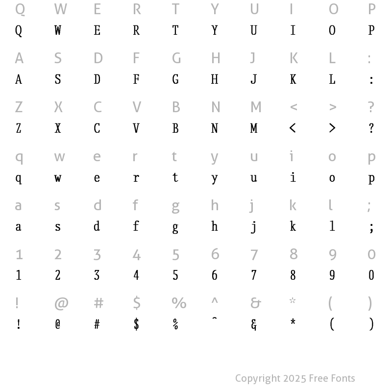Character Map of Delegate-Normal Cn Bold Bold