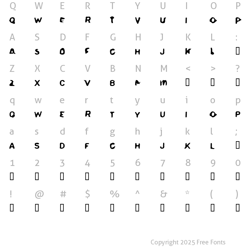 Character Map of Delerium Regular