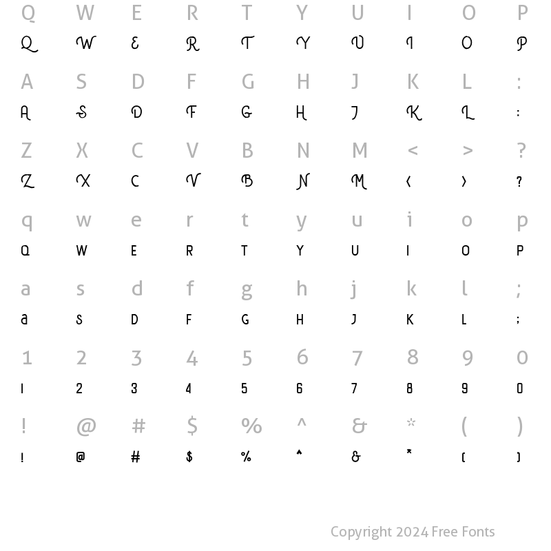 Character Map of Delfina Aged Regular