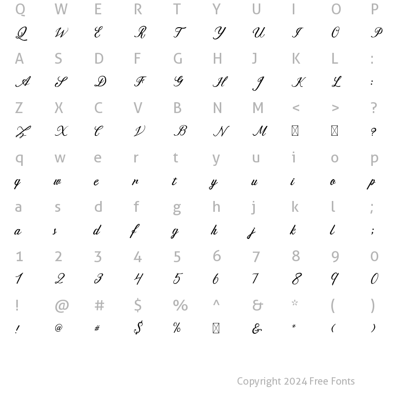 Character Map of Delfis Regular