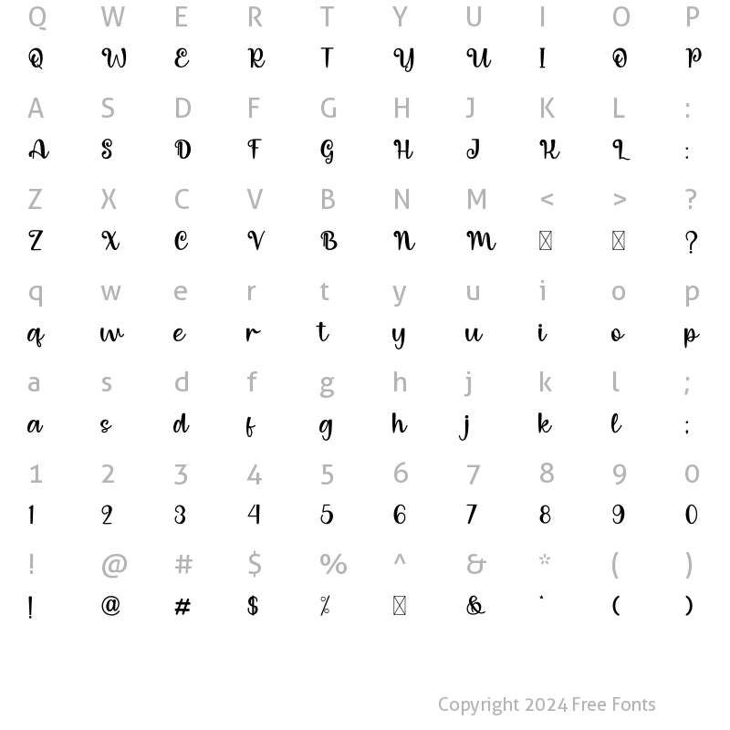 Character Map of Deli Cake Regular