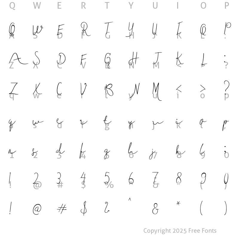 Character Map of Delicate1 Regular