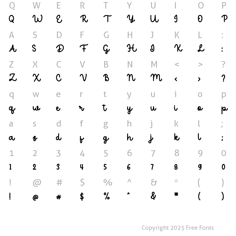 Character Map of Delicimot Regular