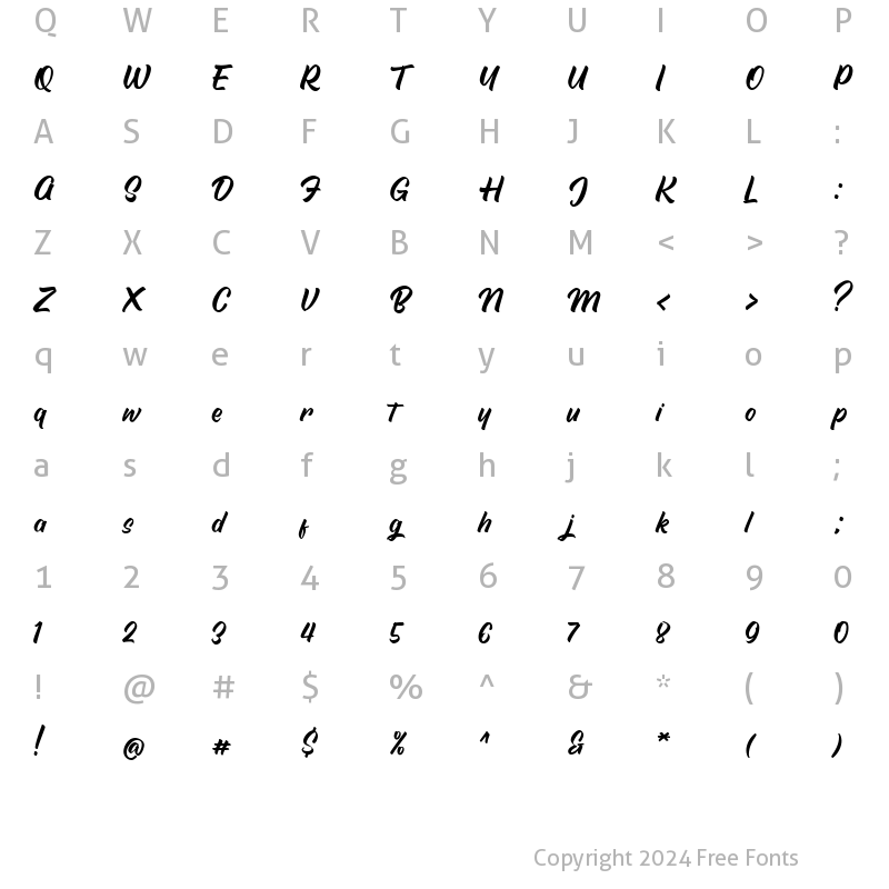 Character Map of Delightin Regular