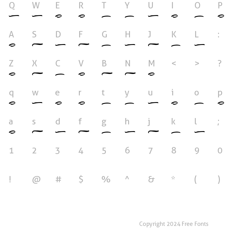 Character Map of Delightin Swashes