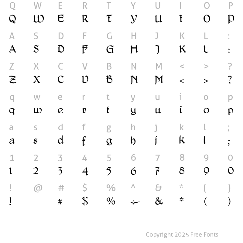 Character Map of DelitschAntiqua Regular