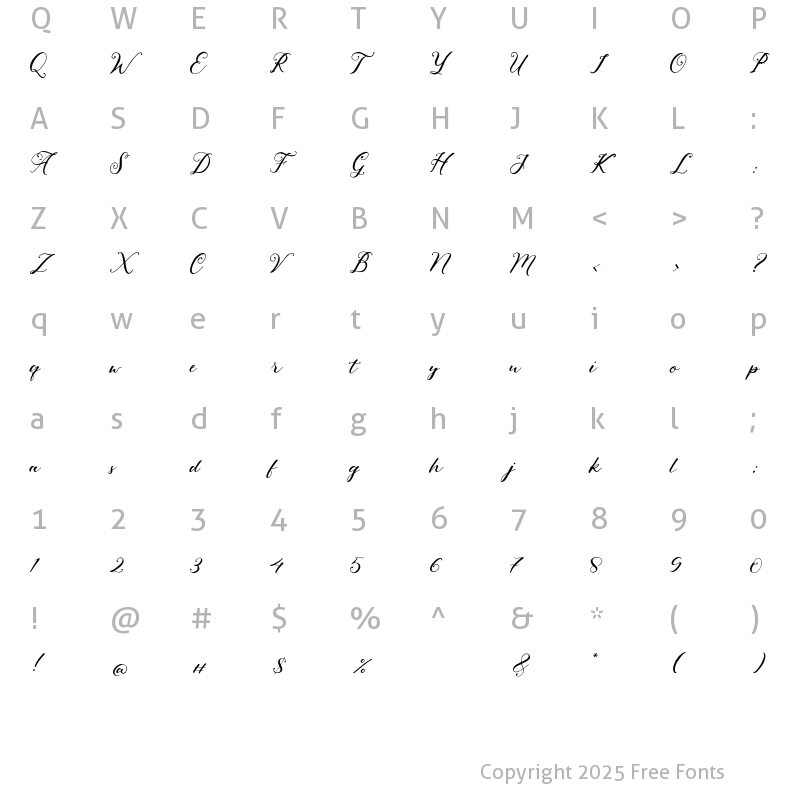 Character Map of Dellamina Regular