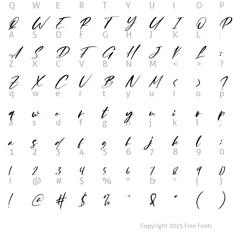 Character Map of Dellisa Roslytta Italic