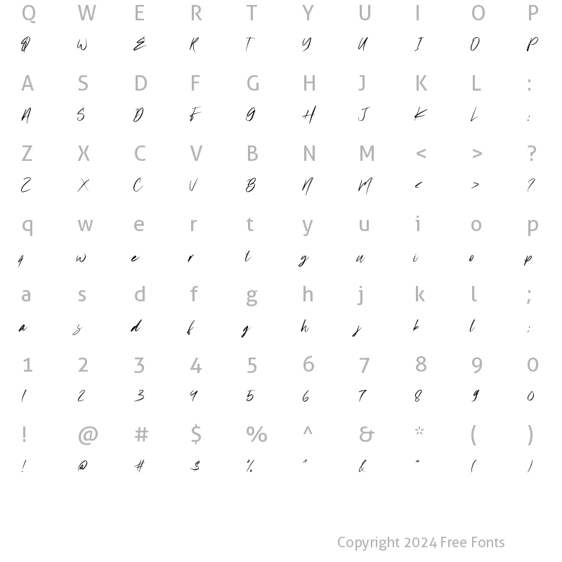 Character Map of Delliss Regular