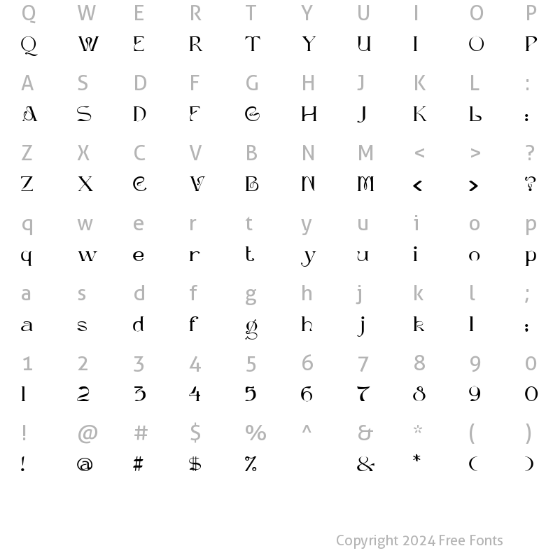 Character Map of Dellucion Regular