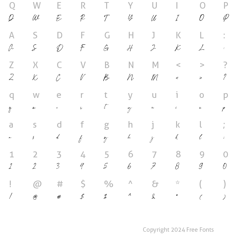 Character Map of Dellyssion Regular