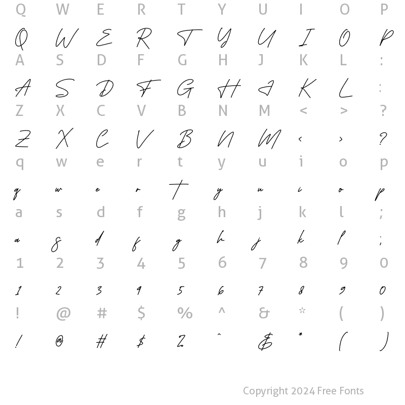 Character Map of Delmonteria Fidmonte Regular