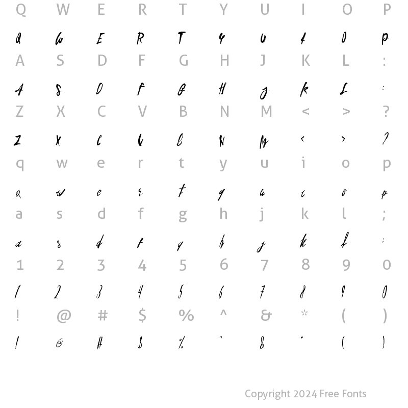 Character Map of Delmonty Regular