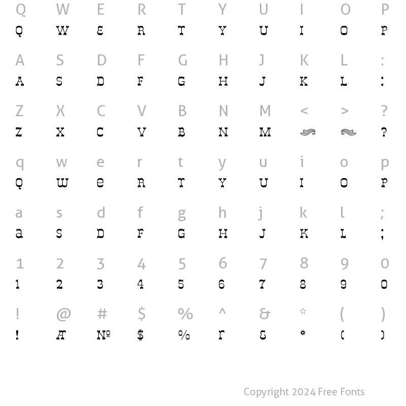 Character Map of DeLouisville Bold