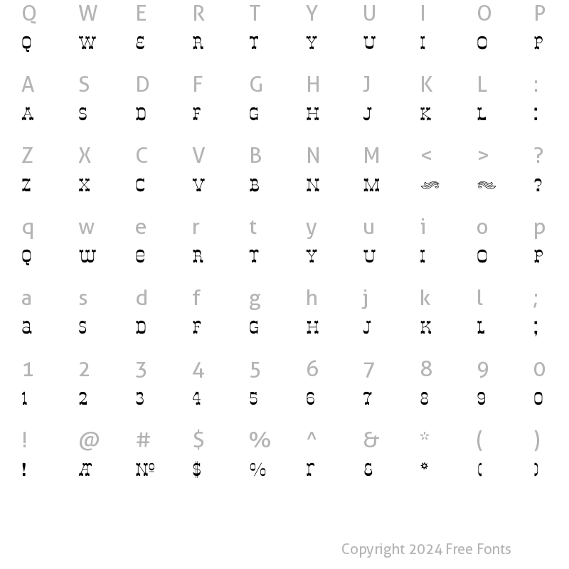 Character Map of DeLouisville Regular