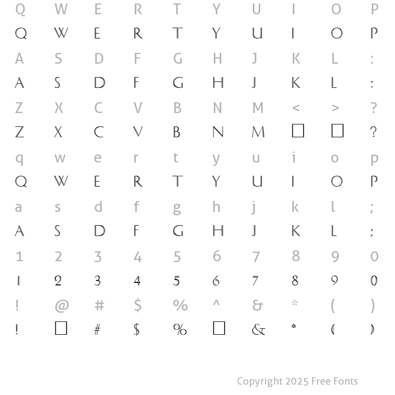 Character Map of Delphi SF Regular