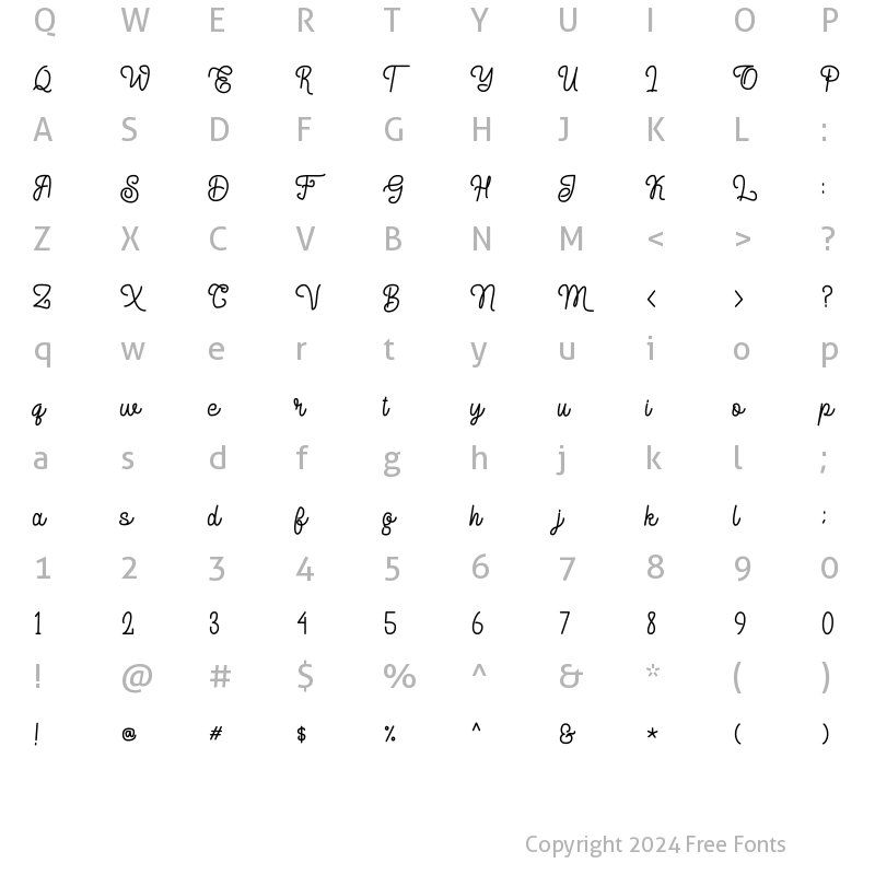 Character Map of Delponta Regular