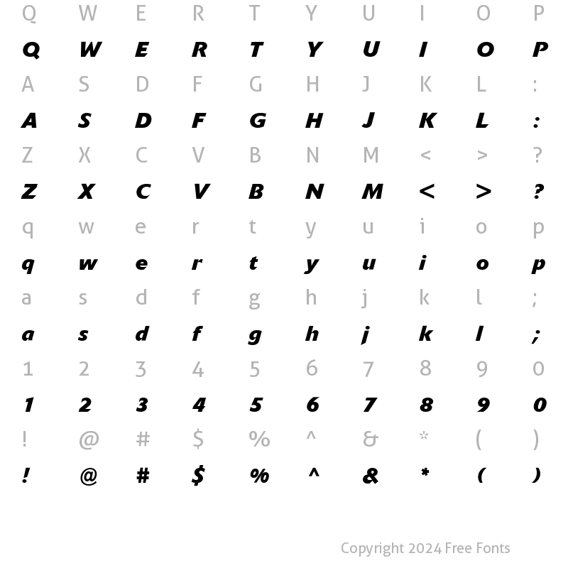 Character Map of Delta BQ ItalicBold