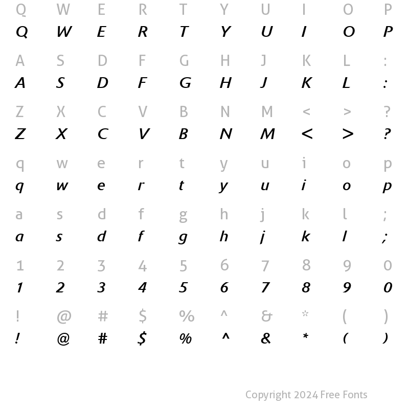 Character Map of DeltaJaeger-Book BookItalic