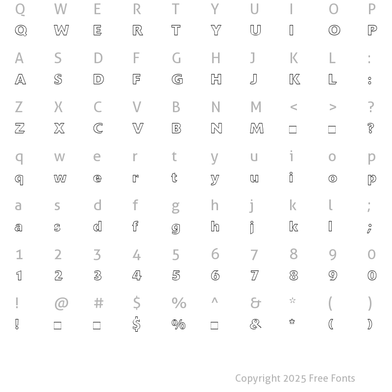 Character Map of DeltaJaegerOutline Roman