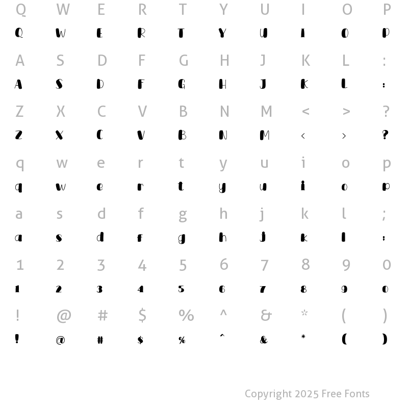 Character Map of DeLumary Regular