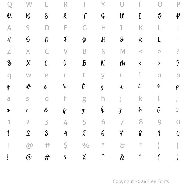 Character Map of Delvina Regular