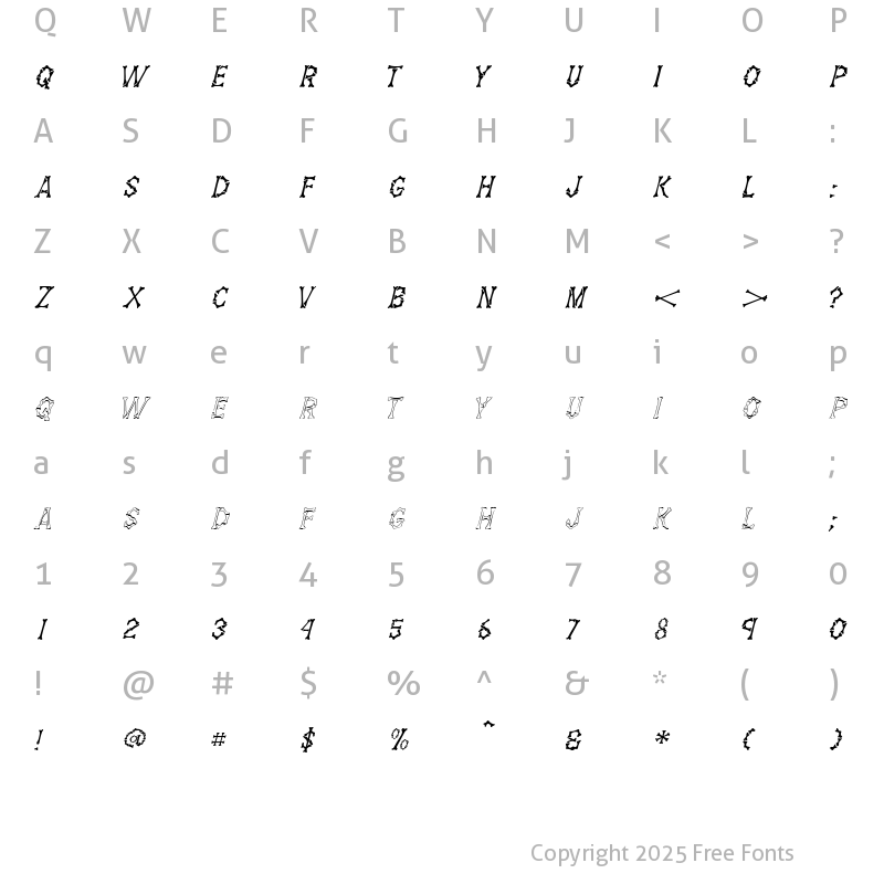 Character Map of DemBones Italic